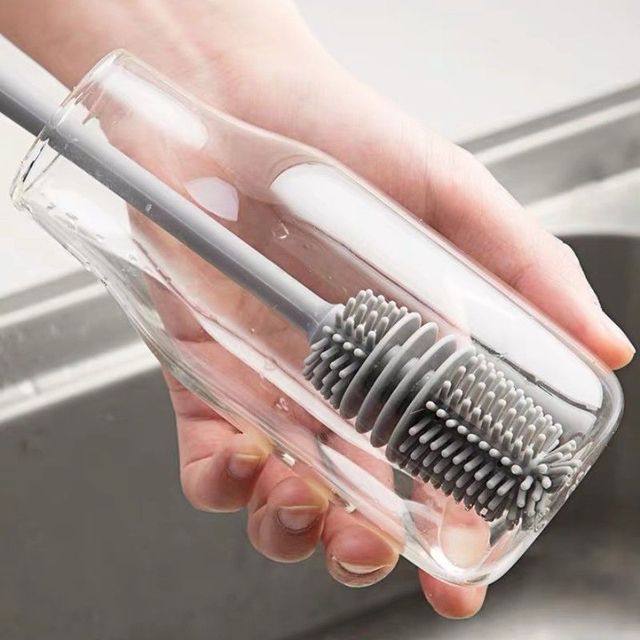 Silicone Cup Brush Long Handle Bottle Cleaning Brush Cup Scrubber Glass  Cleaner Kitchen Cleaning Tool Baby